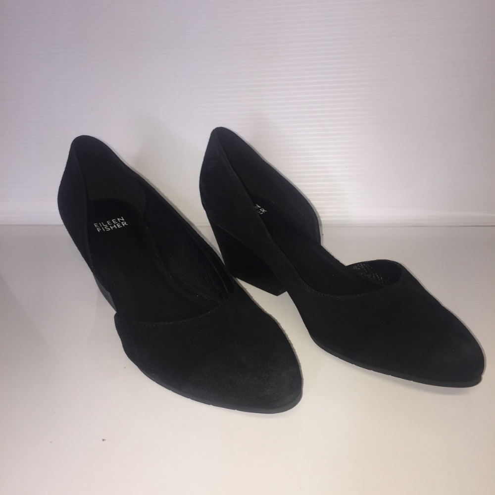 Eileen Fisher womens 8.5 black suede d’orsay pumps - Picture 2 of 9